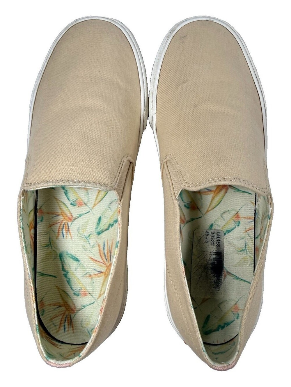 Vionic Groove Women’s Slip On Canvas Sneakers Beige Comfort Shoes Size 7